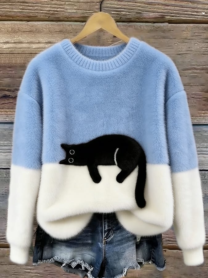 Luna | Sweat Femme avec Motif de Chat